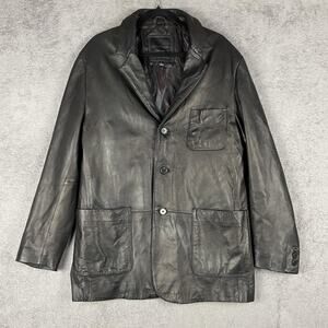 Andrew Marc Blazer Jacket Mens Large Leather Button Front Coat Pockets